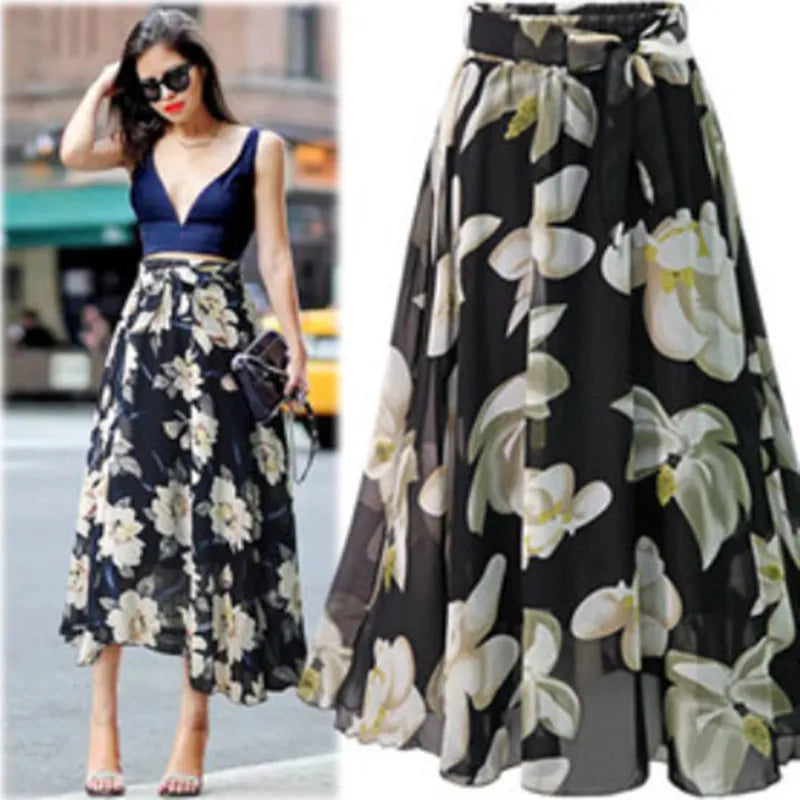 Floral Breeze New Plus Size Chiffon Skirts