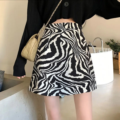Zebra Zenith High-Waisted Midi Skirts