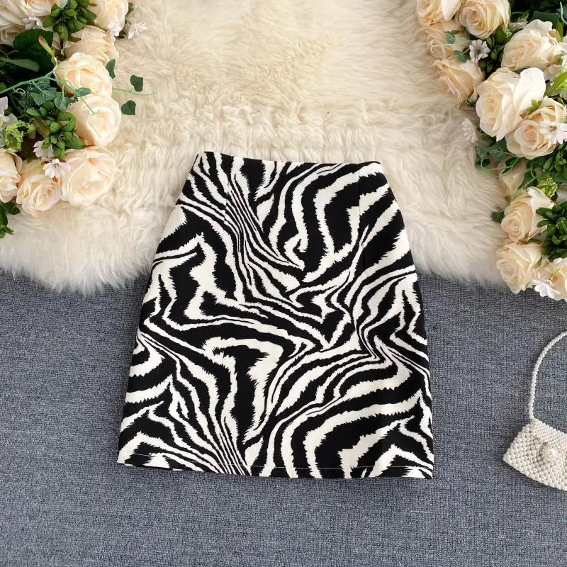 Zebra Zenith High-Waisted Midi Skirts