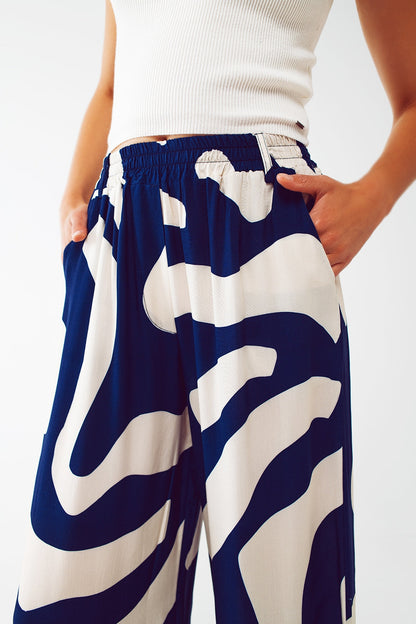 Urban Mirage Blue Relaxed Wide Leg Pants