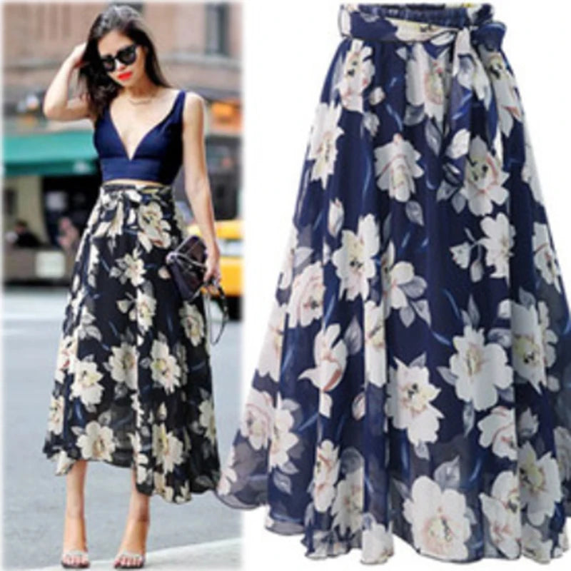 Floral Breeze New Plus Size Chiffon Skirts