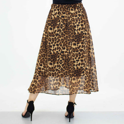 Leopard Serenade Flared Midi Skirt