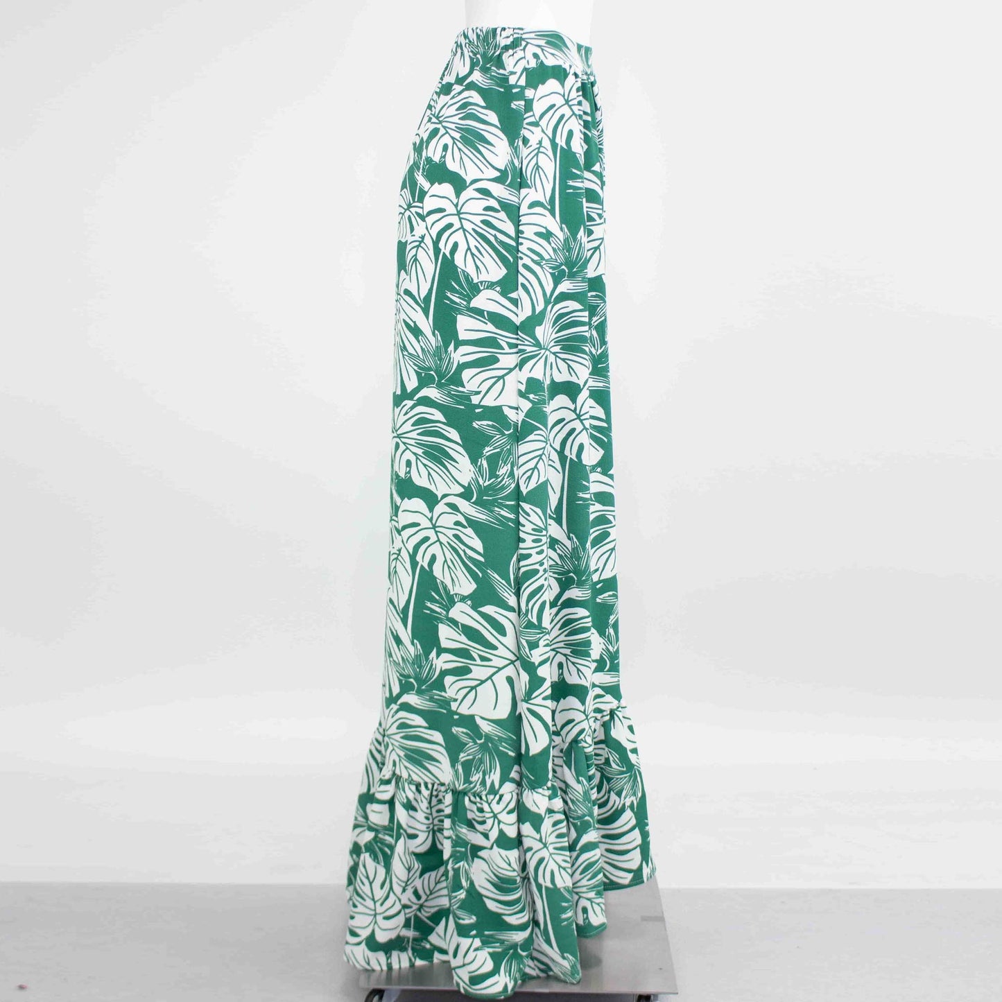 Verdant Vibes Green Leaf Maxi Skirt