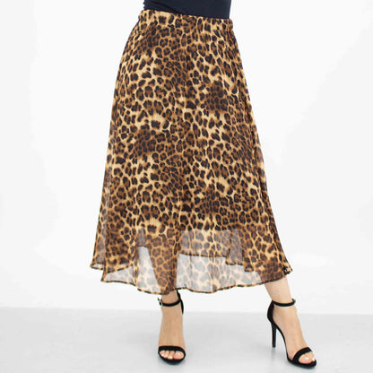 Leopard Serenade Flared Midi Skirt